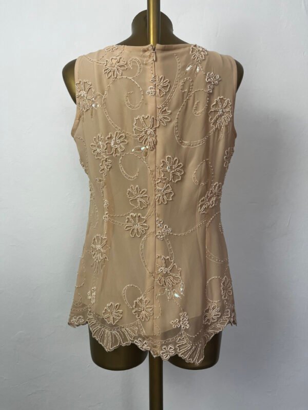 BLUSA NUDE LENTEJUELAS Y CUENTAS - Imagen 2