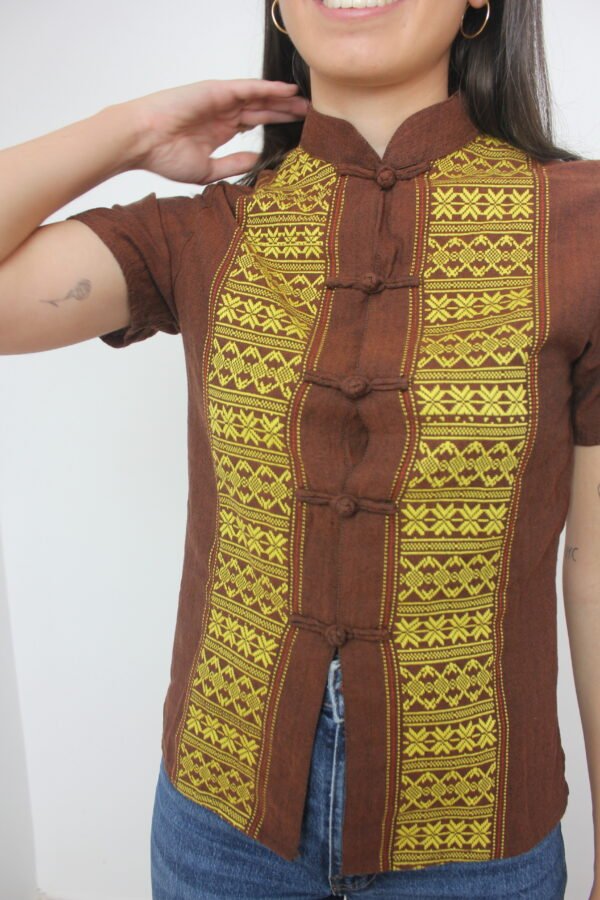 BLUSA ORIENTAL DE SEDA MARRÓN - Imagen 2