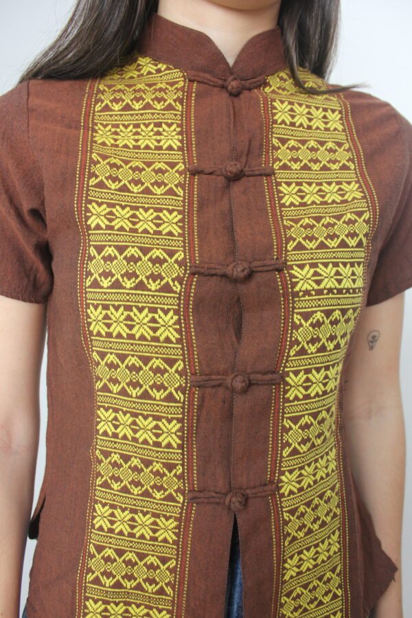 BLUSA ORIENTAL DE SEDA MARRÓN - Imagen 3