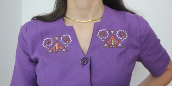 VESTIDO MORADO DE LINO - Imagen 2
