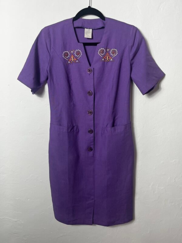 VESTIDO MORADO DE LINO - Imagen 4
