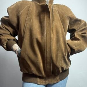 BOMBER DE GAMUZA COLOR COÑAC