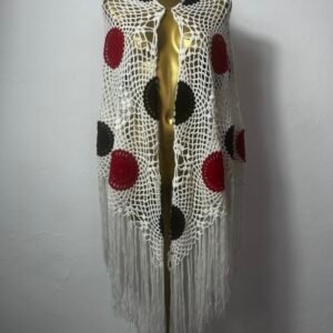 MANTÓN BLANCO, NEGRO, ROJO